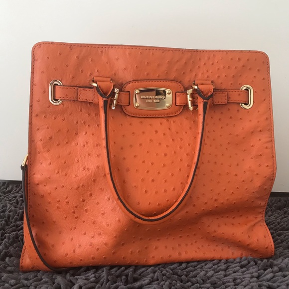 Michael Kors Handbags - Michael Kors Hamilton Orange Leather Satchel
